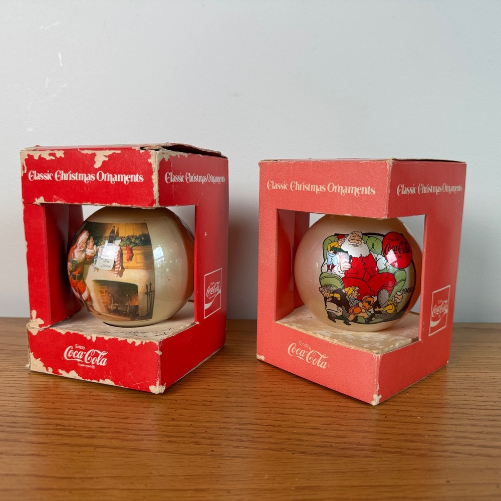 Coca Cola Classic Christmas‎ Ornaments Glass Santa and Snowmen Limited Edition